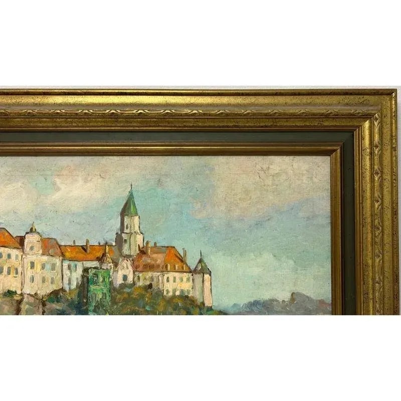 Framed French Castle Oil on Canvas Painting Signed Blanchard - 3