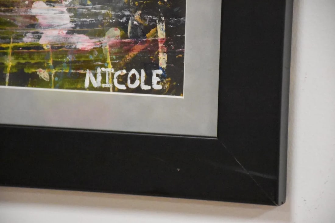 1970s Abstract Oil Painting Signed Nicole - 4