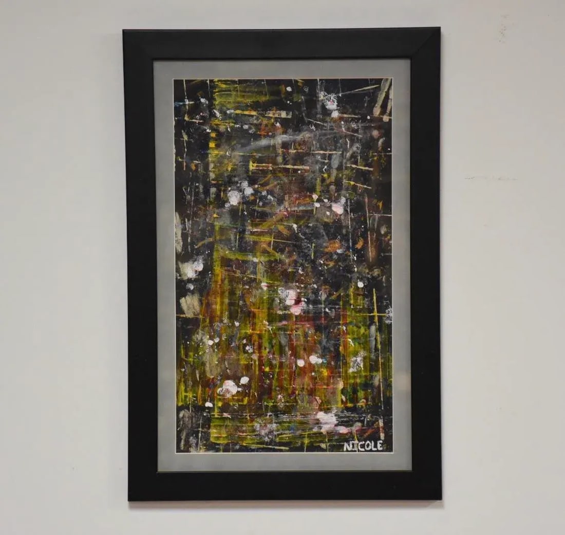 1970s Abstract Oil Painting Signed Nicole - 5