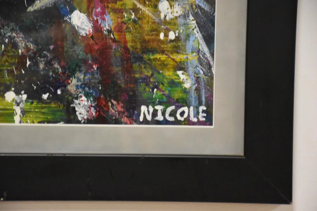 1970s Abstract Oil Painting Signed Nicole - 4