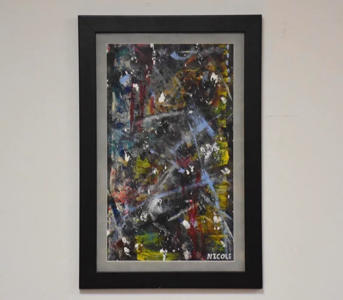 1970s Abstract Oil Painting Signed Nicole - 6