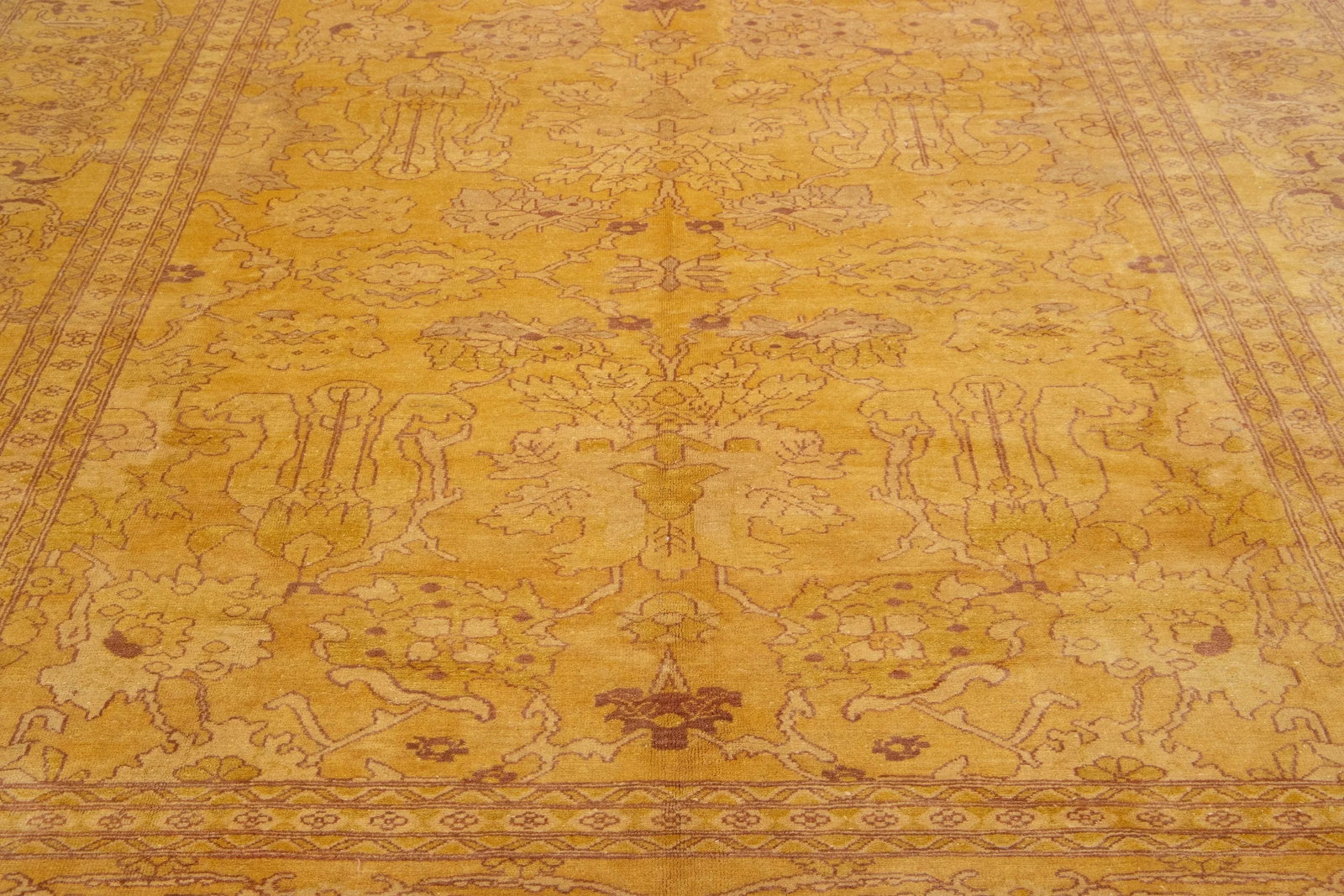 1960s Indian Vintage Wool Rug With Allover Floral Design in Goldenrod - 2
