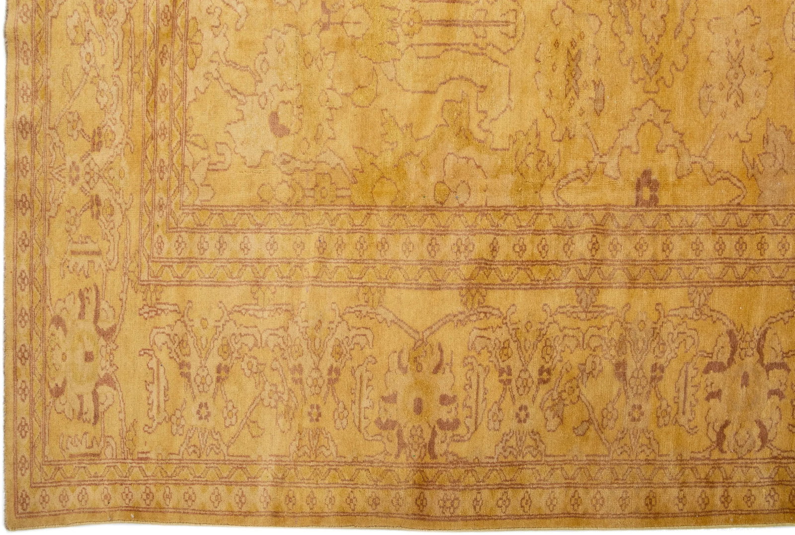 1960s Indian Vintage Wool Rug With Allover Floral Design in Goldenrod - 4