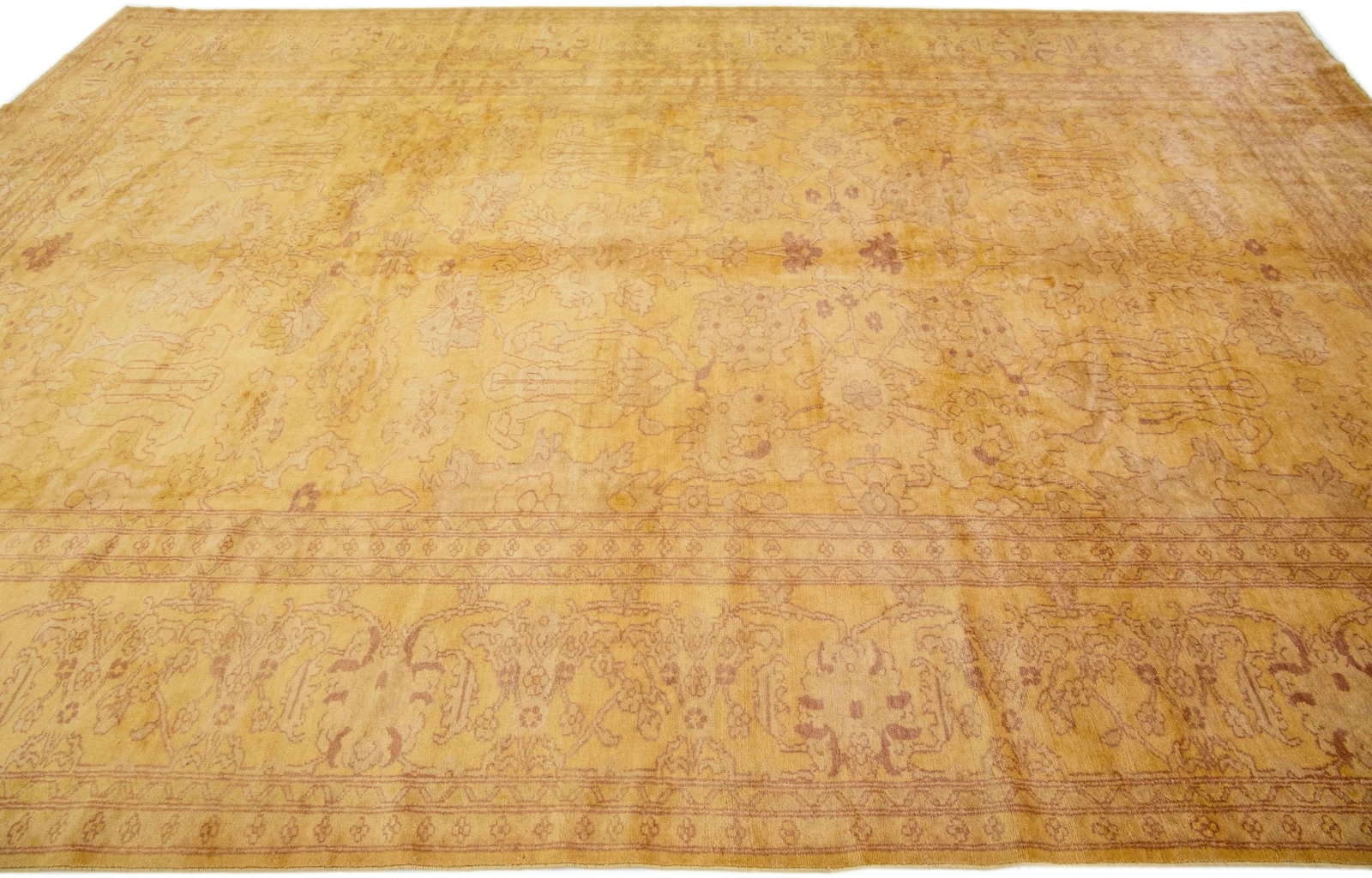 1960s Indian Vintage Wool Rug With Allover Floral Design in Goldenrod - 5
