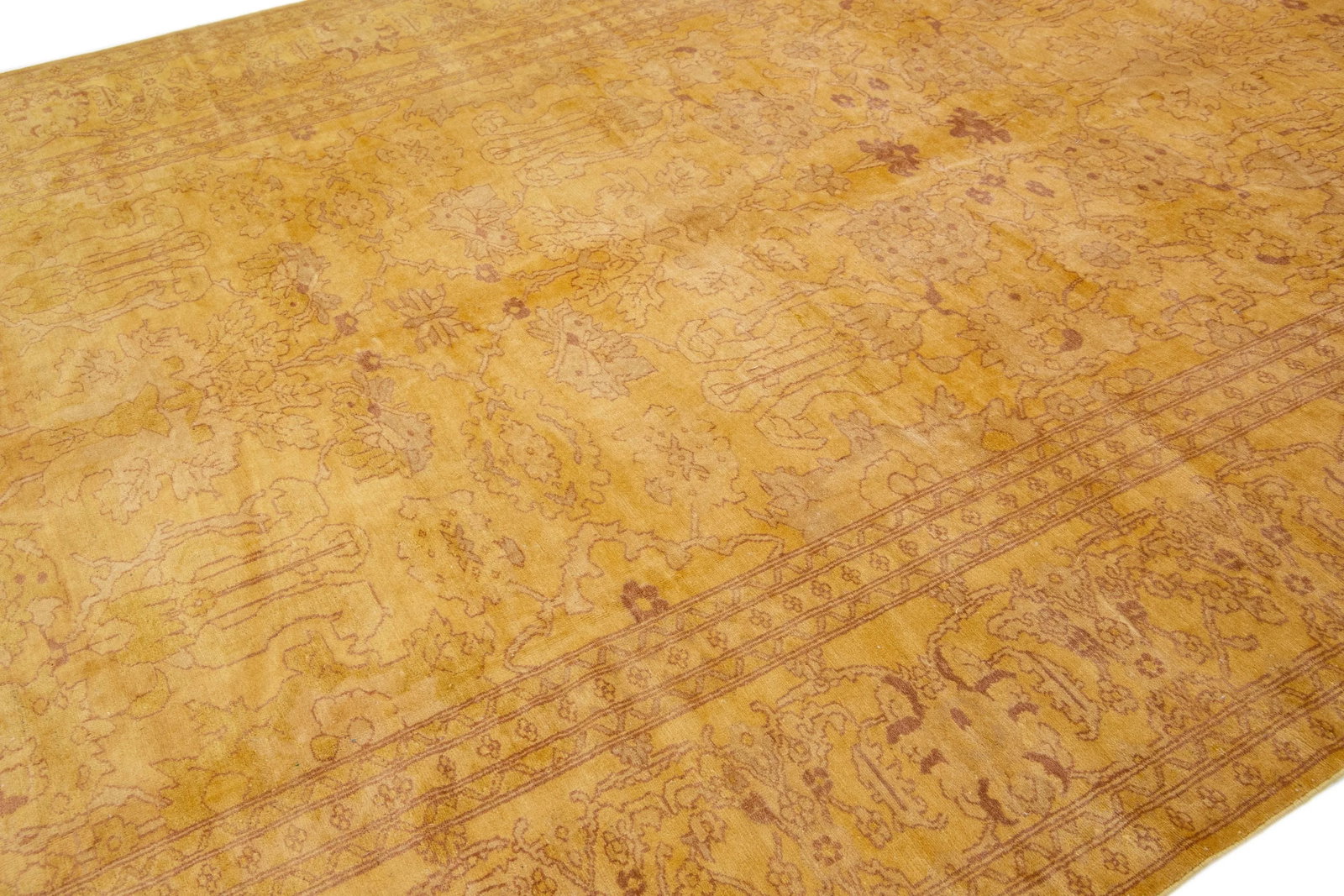 1960s Indian Vintage Wool Rug With Allover Floral Design in Goldenrod - 6