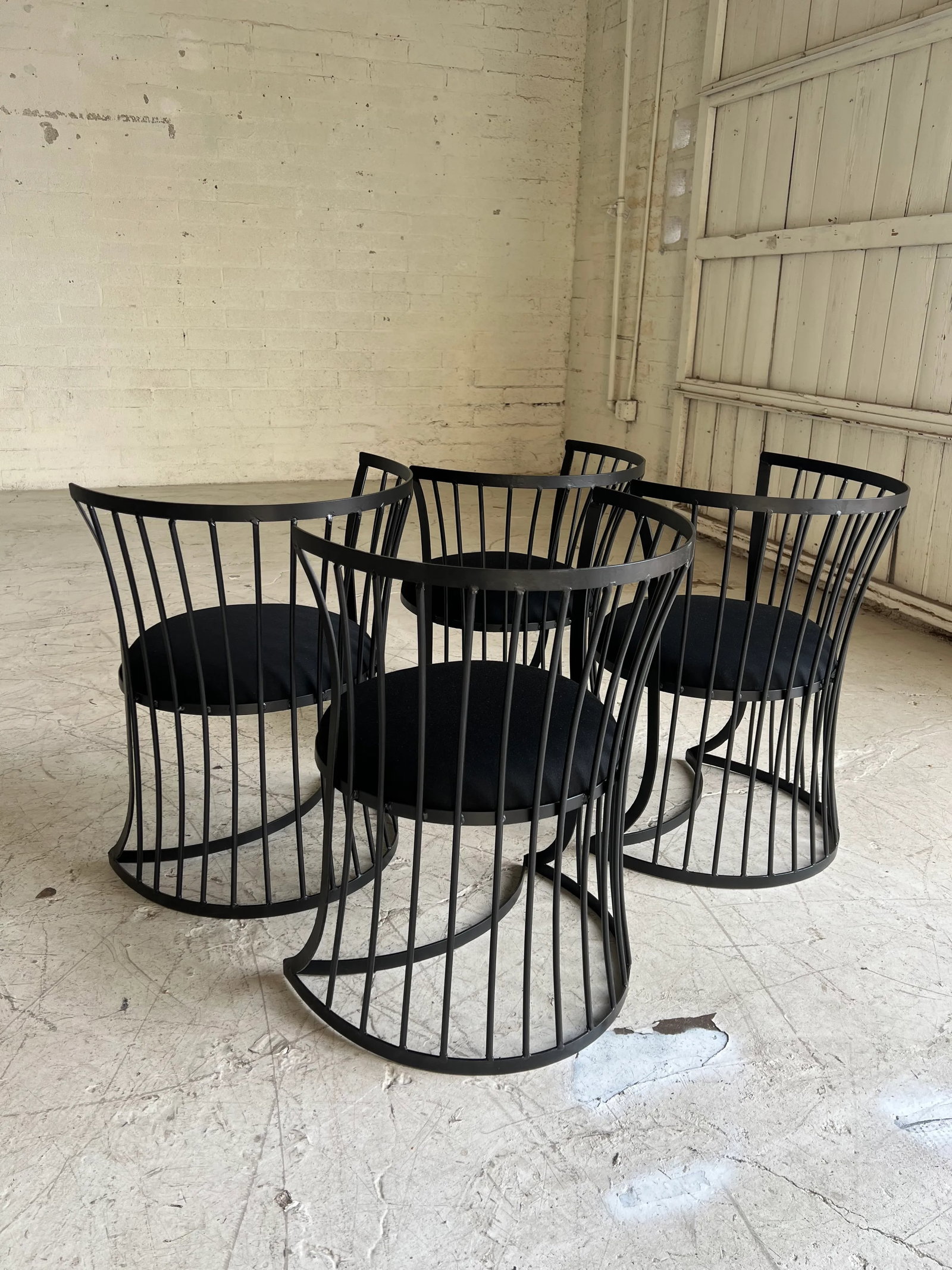 Vintage Modern Iron Patio Chairs With New Powder Coat and Cushions - Set of 4 - 2
