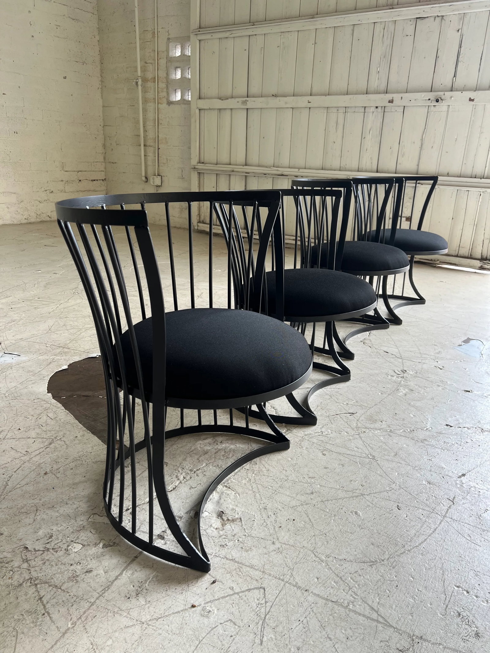 Vintage Modern Iron Patio Chairs With New Powder Coat and Cushions - Set of 4 - 3