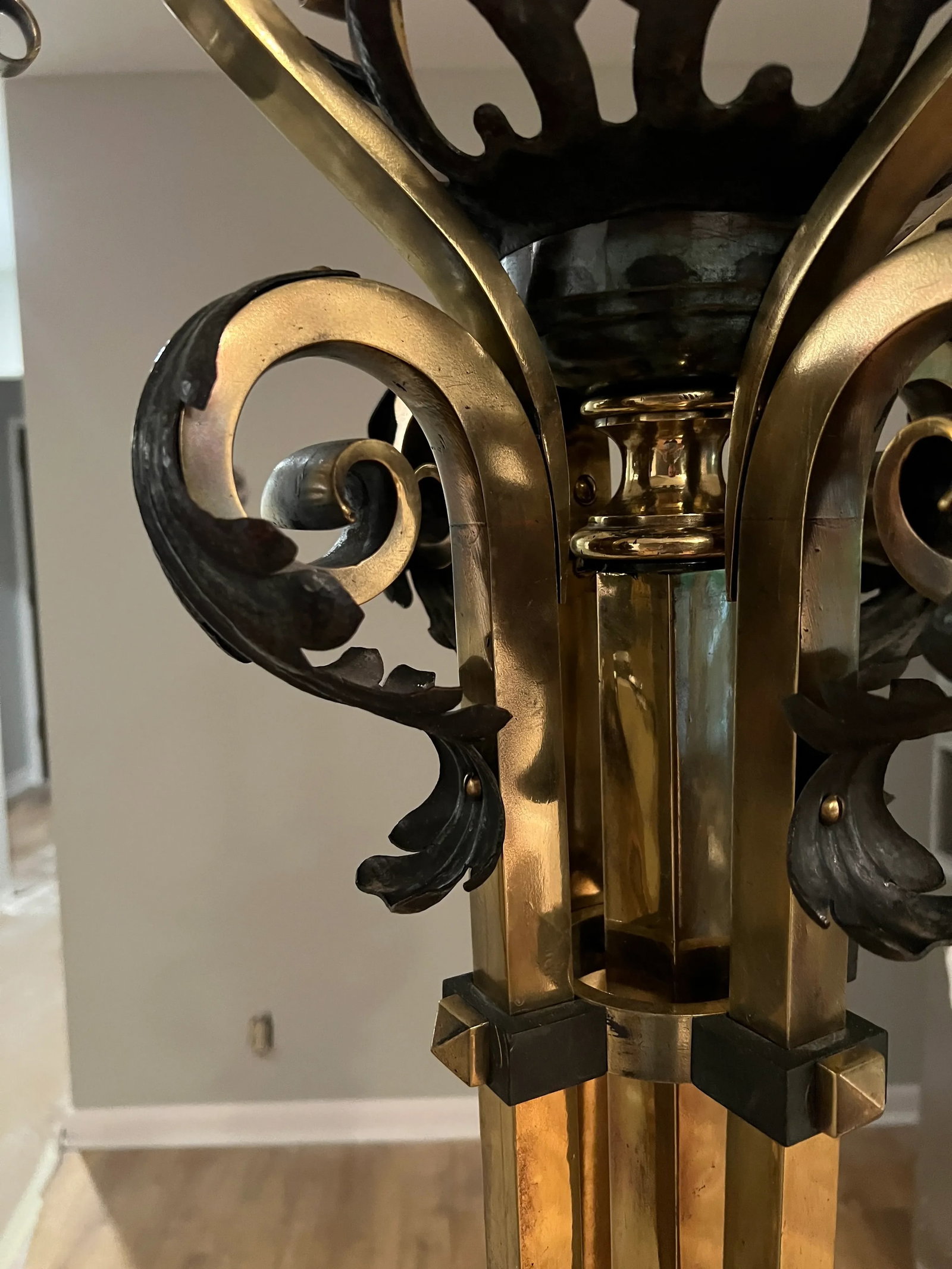 Pair 19th C., Russian Neoclassical Bronze, Iron & Feather Pulled Floor Lamps - 11
