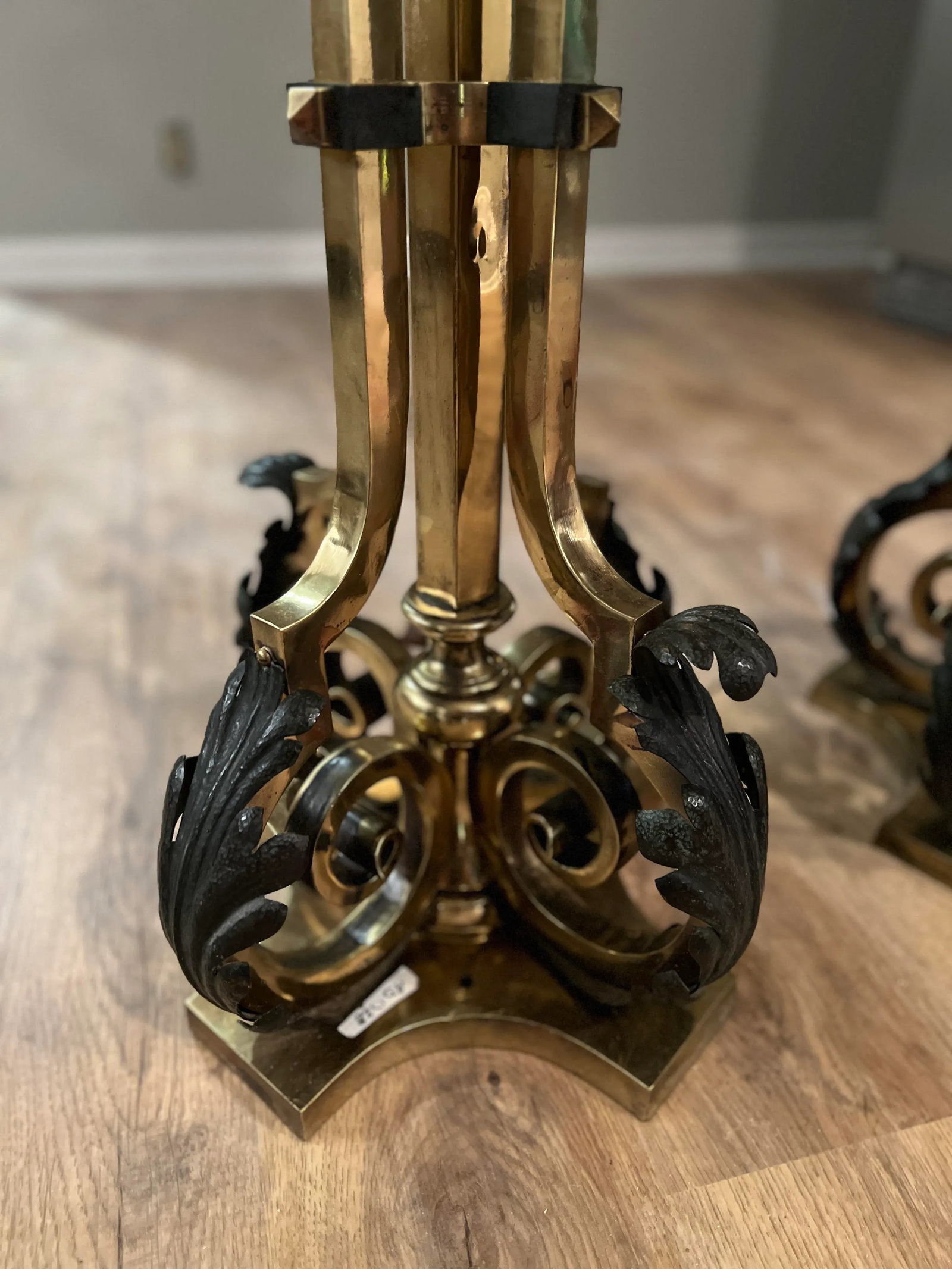 Pair 19th C., Russian Neoclassical Bronze, Iron & Feather Pulled Floor Lamps - 3