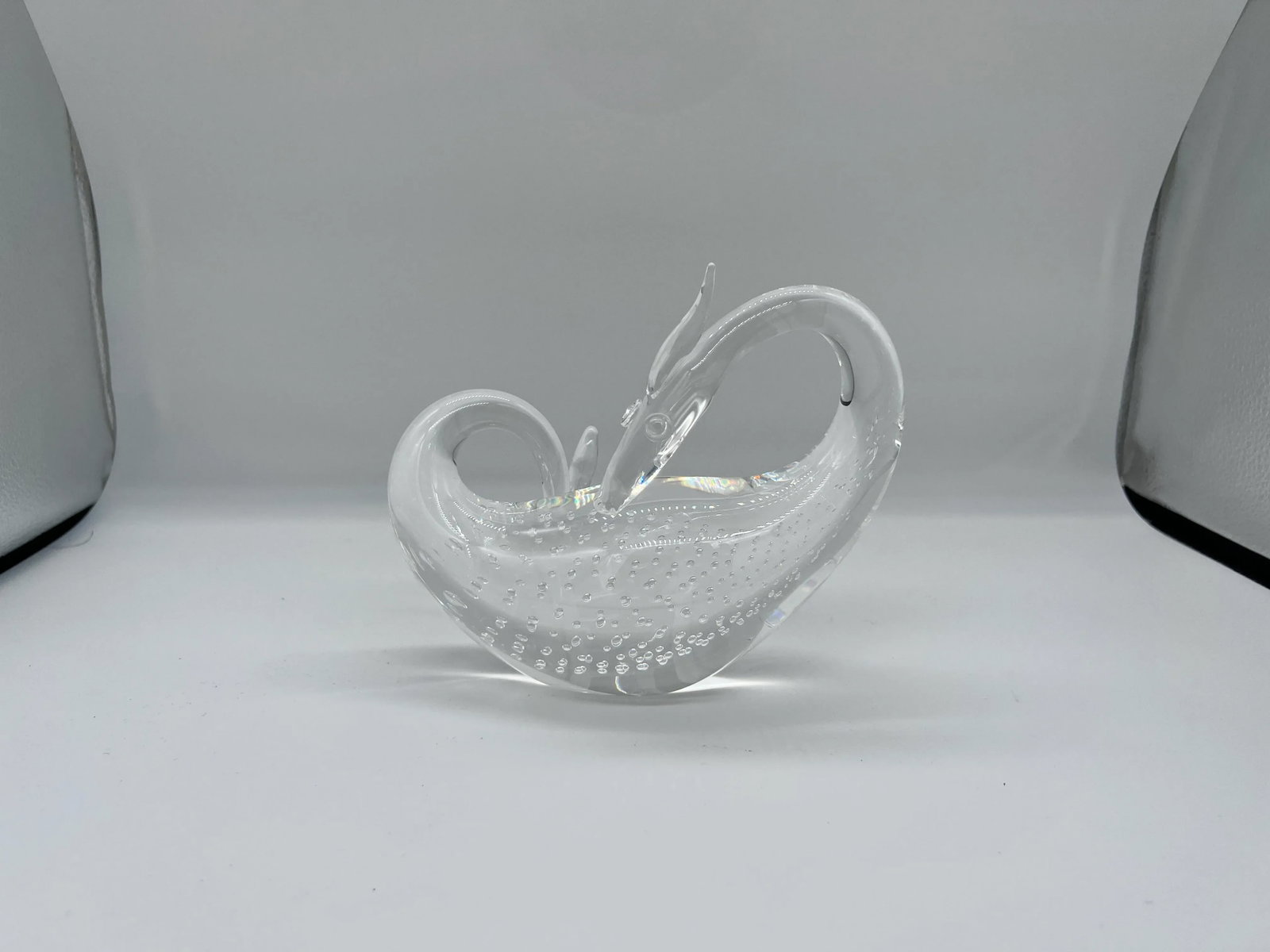 Steuben Controlled Bubble Crystal Dragon Figurine Designed by Bernard Wolff - 8