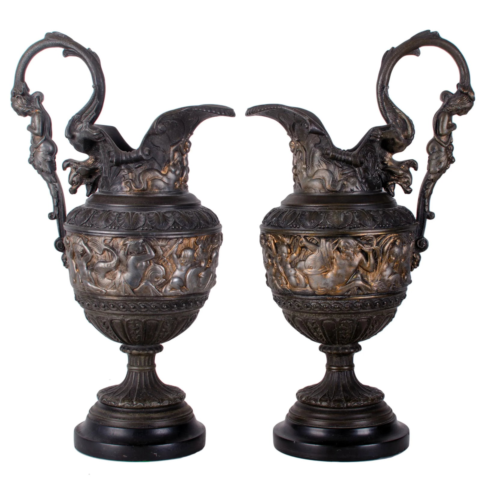 Antique Renaissance Revival Triton Ewers - 12