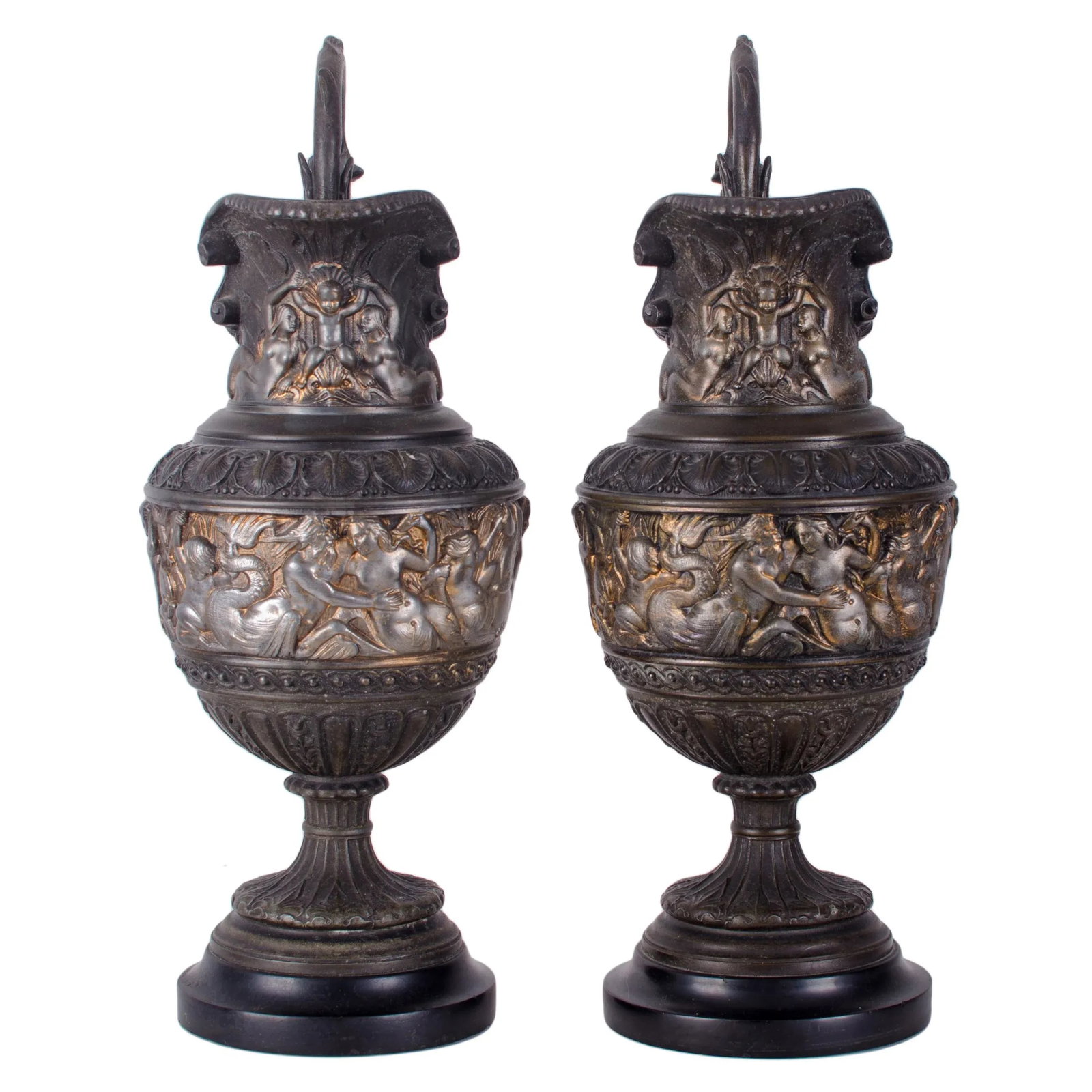 Antique Renaissance Revival Triton Ewers - 2