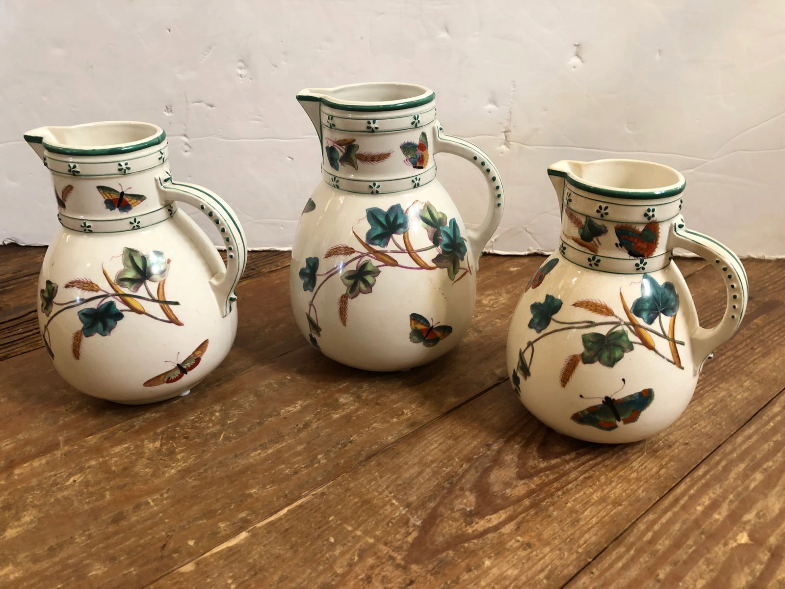 Antique English Porcelain Pitchers -Set of 3 - 6