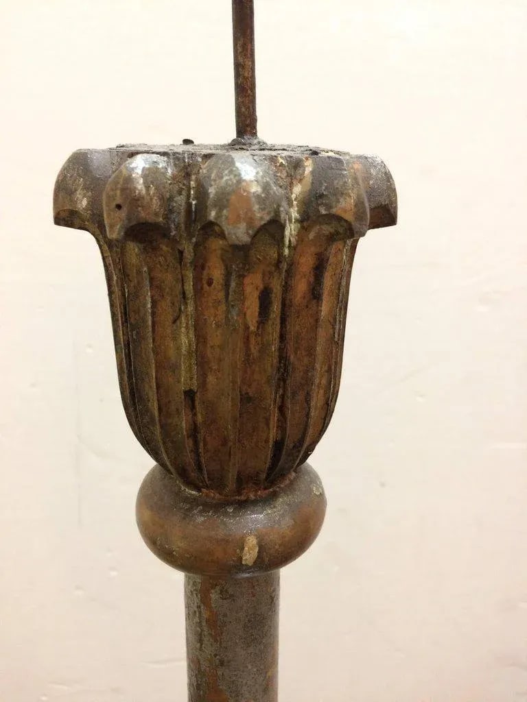 19th Century Silverleaf Carved Wood French Pricket Candlesticks - A Pair - 4