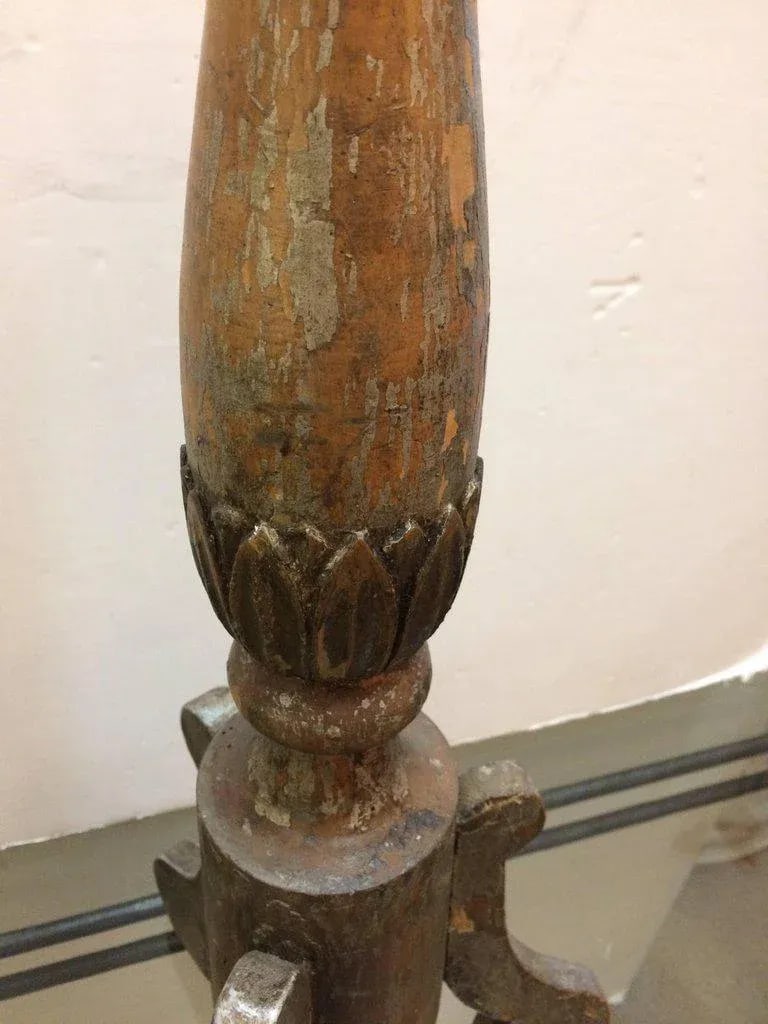 19th Century Silverleaf Carved Wood French Pricket Candlesticks - A Pair - 6