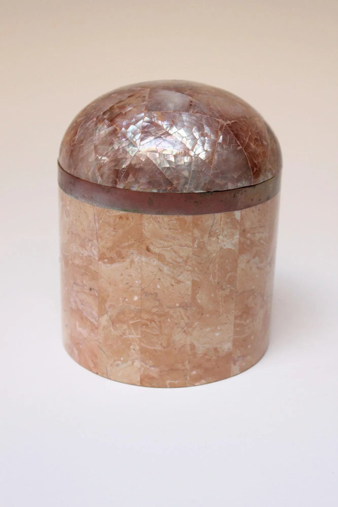 Vintage Brass and Tessellated Stone Dome-Lidded Box After Maitland Smith - 13