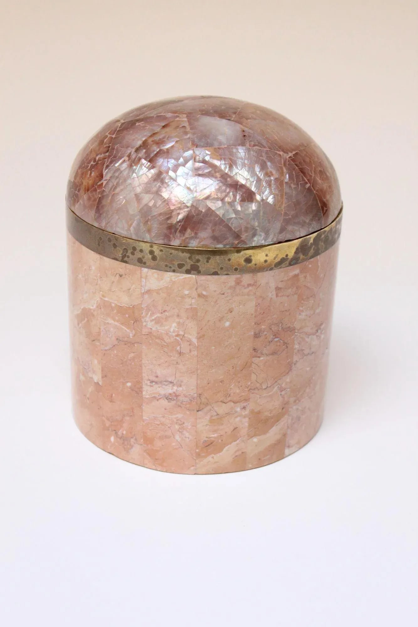 Vintage Brass and Tessellated Stone Dome-Lidded Box After Maitland Smith - 2