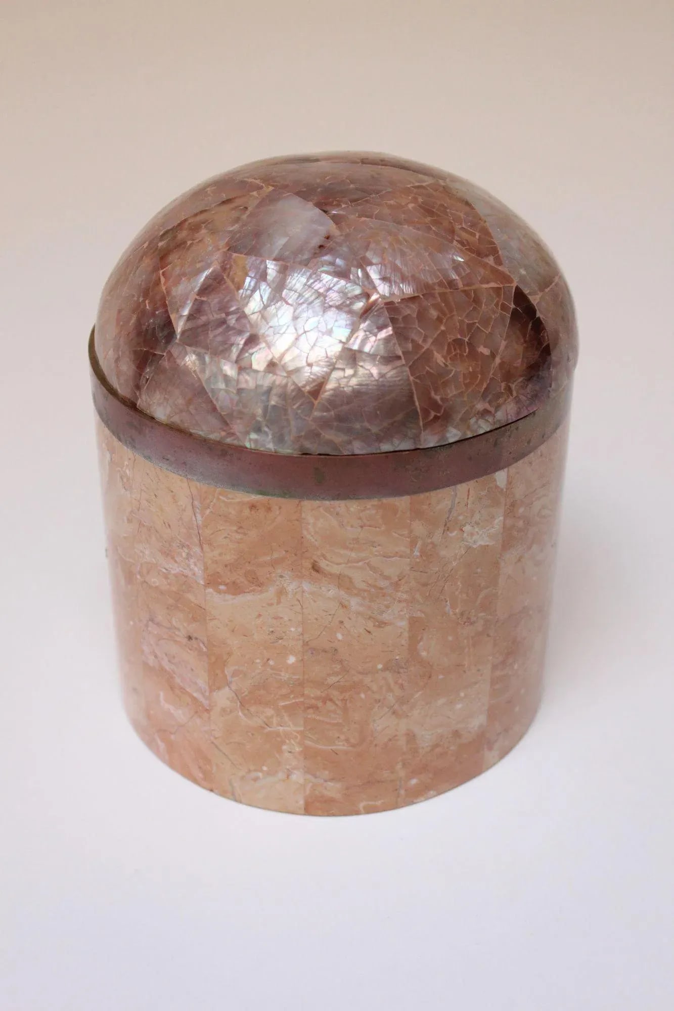 Vintage Brass and Tessellated Stone Dome-Lidded Box After Maitland Smith - 3