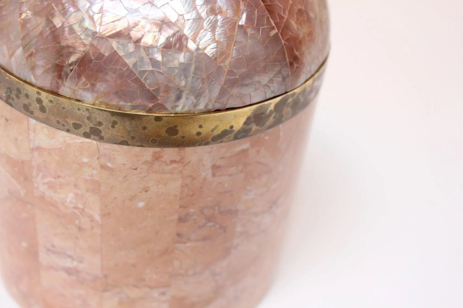 Vintage Brass and Tessellated Stone Dome-Lidded Box After Maitland Smith - 8