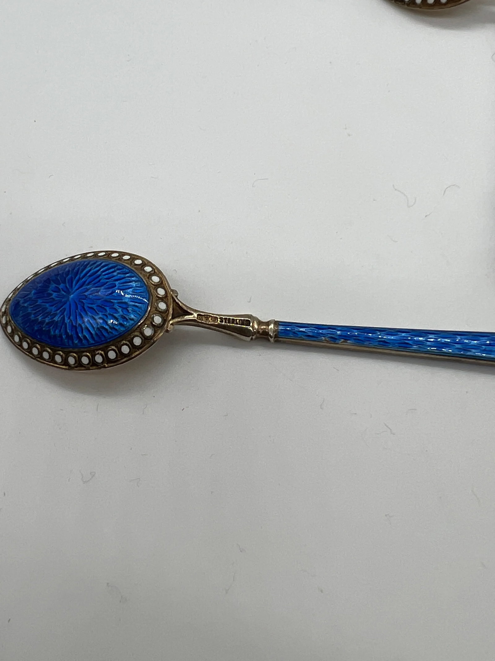 Set of 12, Thomae Company Heavily Enameled Sterling Silver Demitasse Spoons - 6
