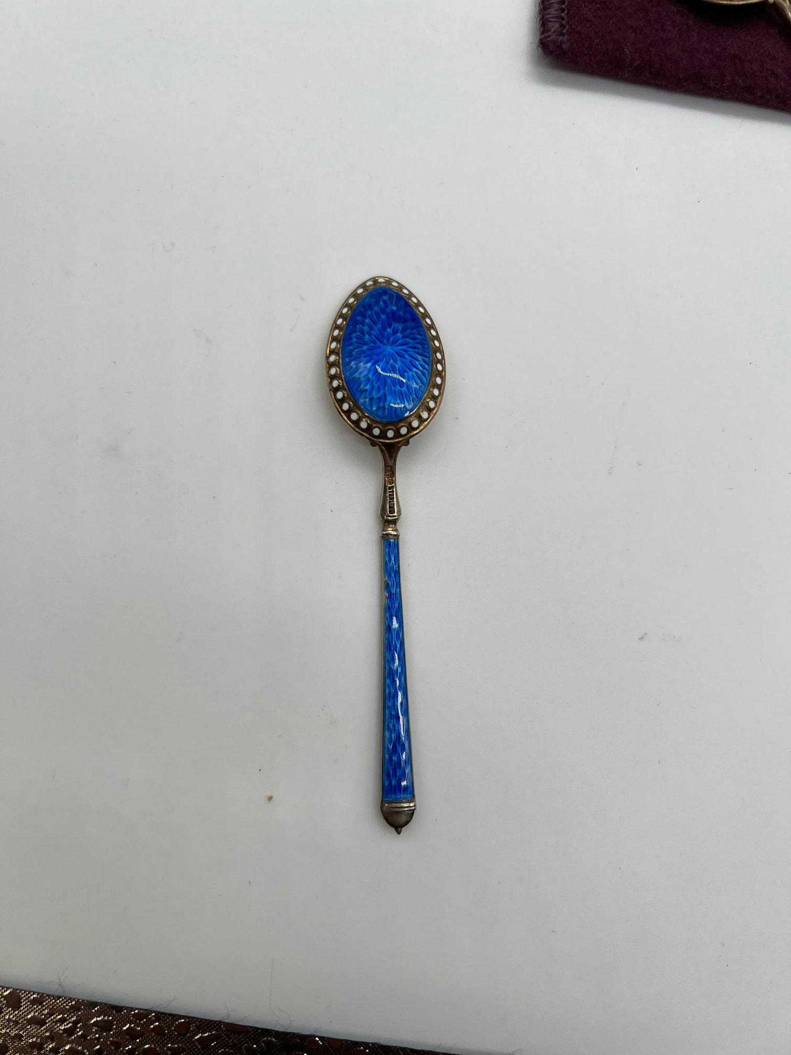 Set of 12, Thomae Company Heavily Enameled Sterling Silver Demitasse Spoons - 9