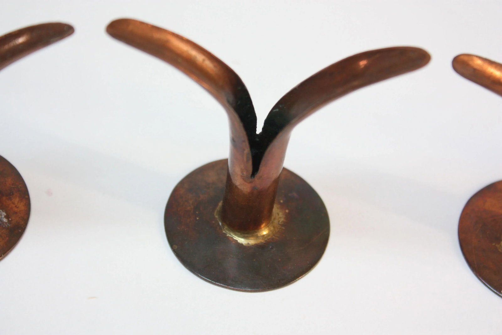 Set of Four Small Copper Ystad Candleholders - 10