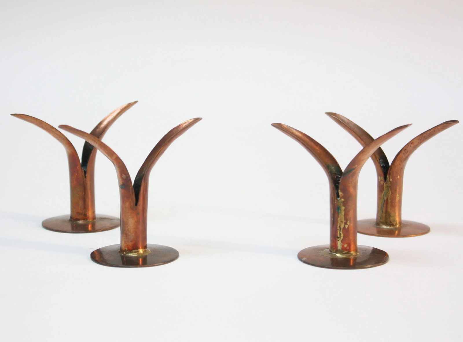 Set of Four Small Copper Ystad Candleholders - 13