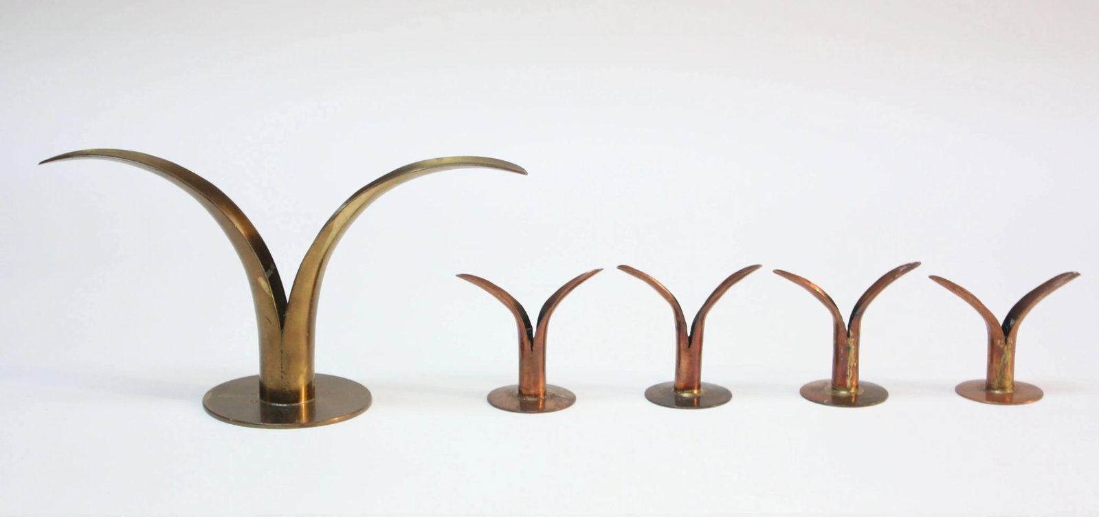 Set of Four Small Copper Ystad Candleholders - 5
