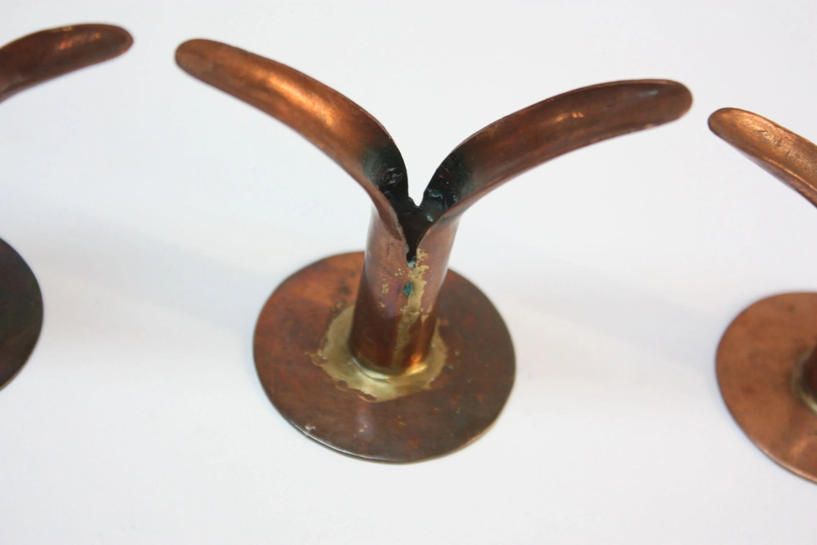 Set of Four Small Copper Ystad Candleholders - 8