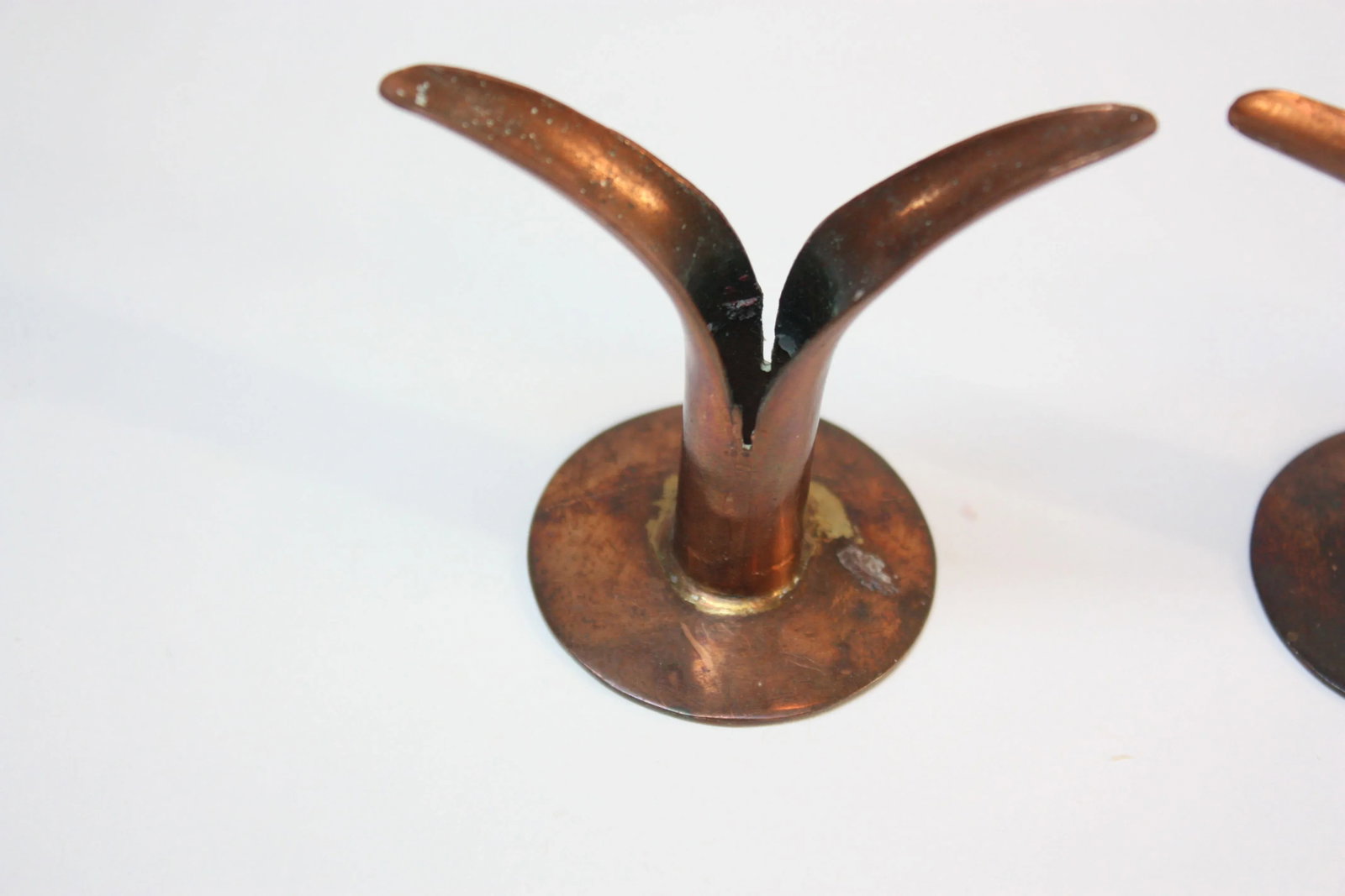 Set of Four Small Copper Ystad Candleholders - 9