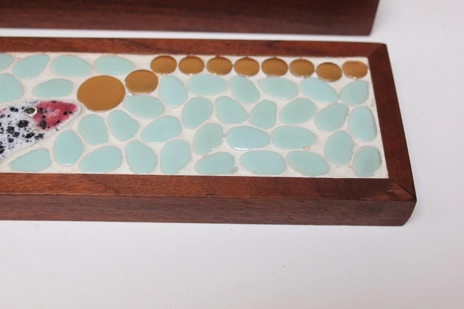 Vintage Handmade Mosaic "Fish" Lidded Walnut Box - 10