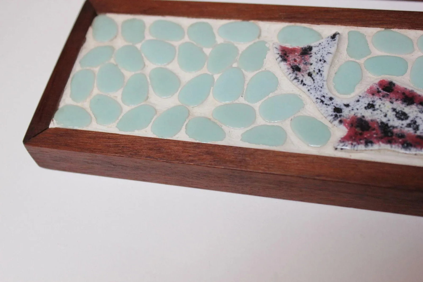 Vintage Handmade Mosaic "Fish" Lidded Walnut Box - 12