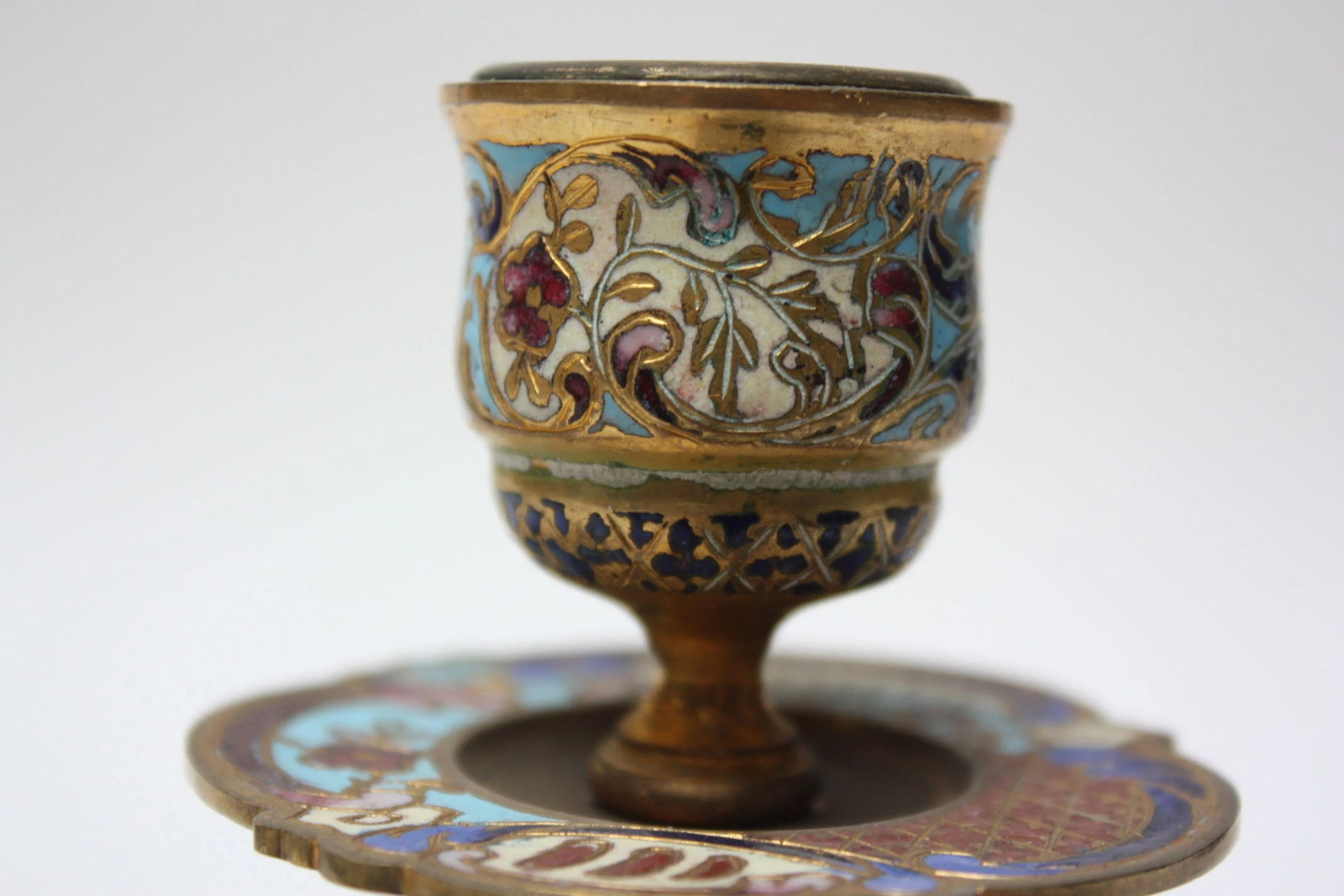 Collection of Early 20th Century European Cloisonne Boxes / Candlestick - 12