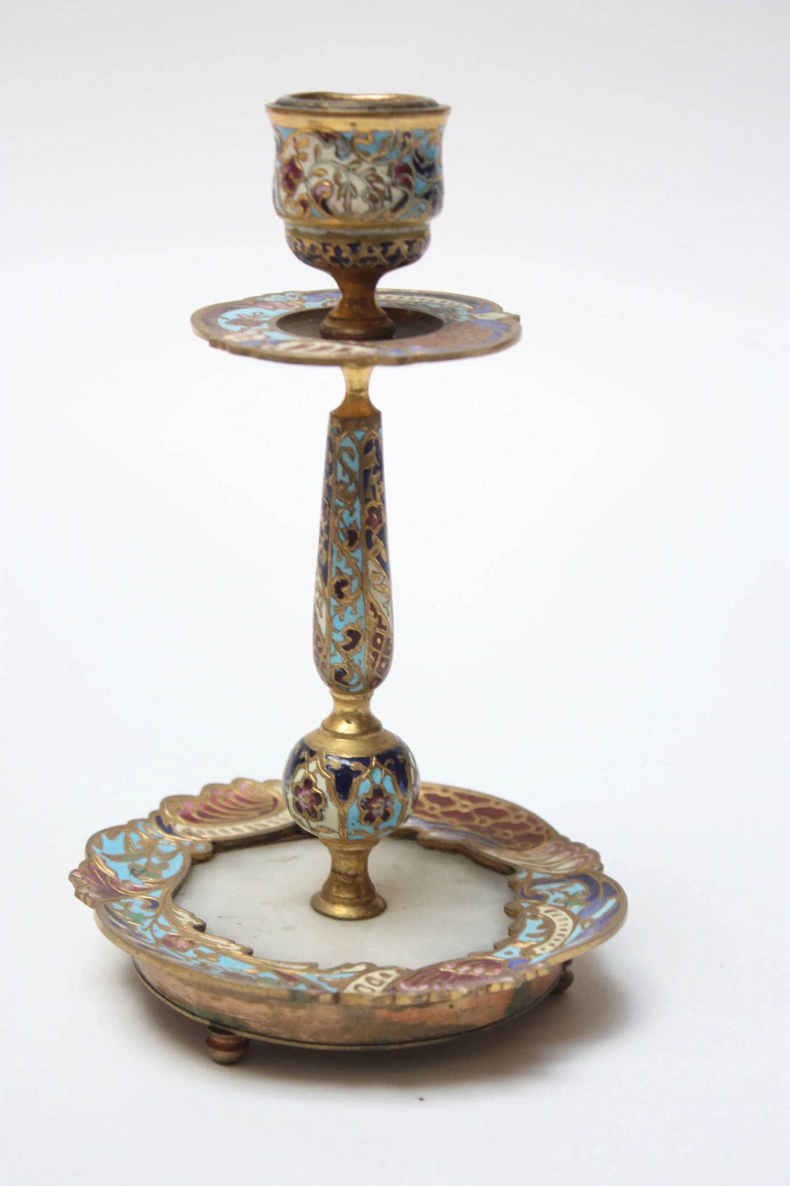 Collection of Early 20th Century European Cloisonne Boxes / Candlestick - 2