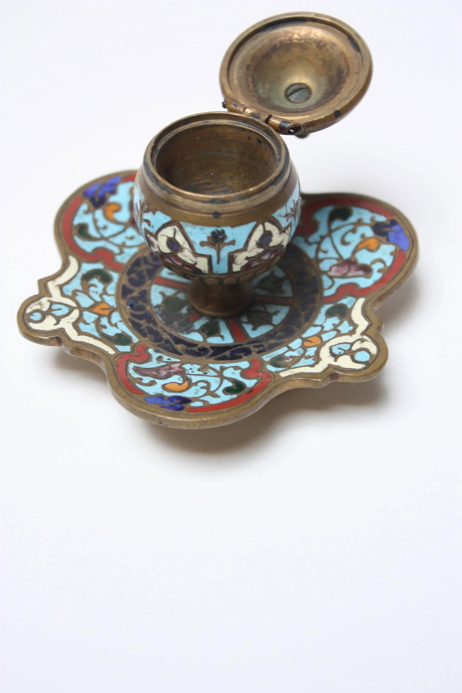 Collection of Early 20th Century European Cloisonne Boxes / Candlestick - 4