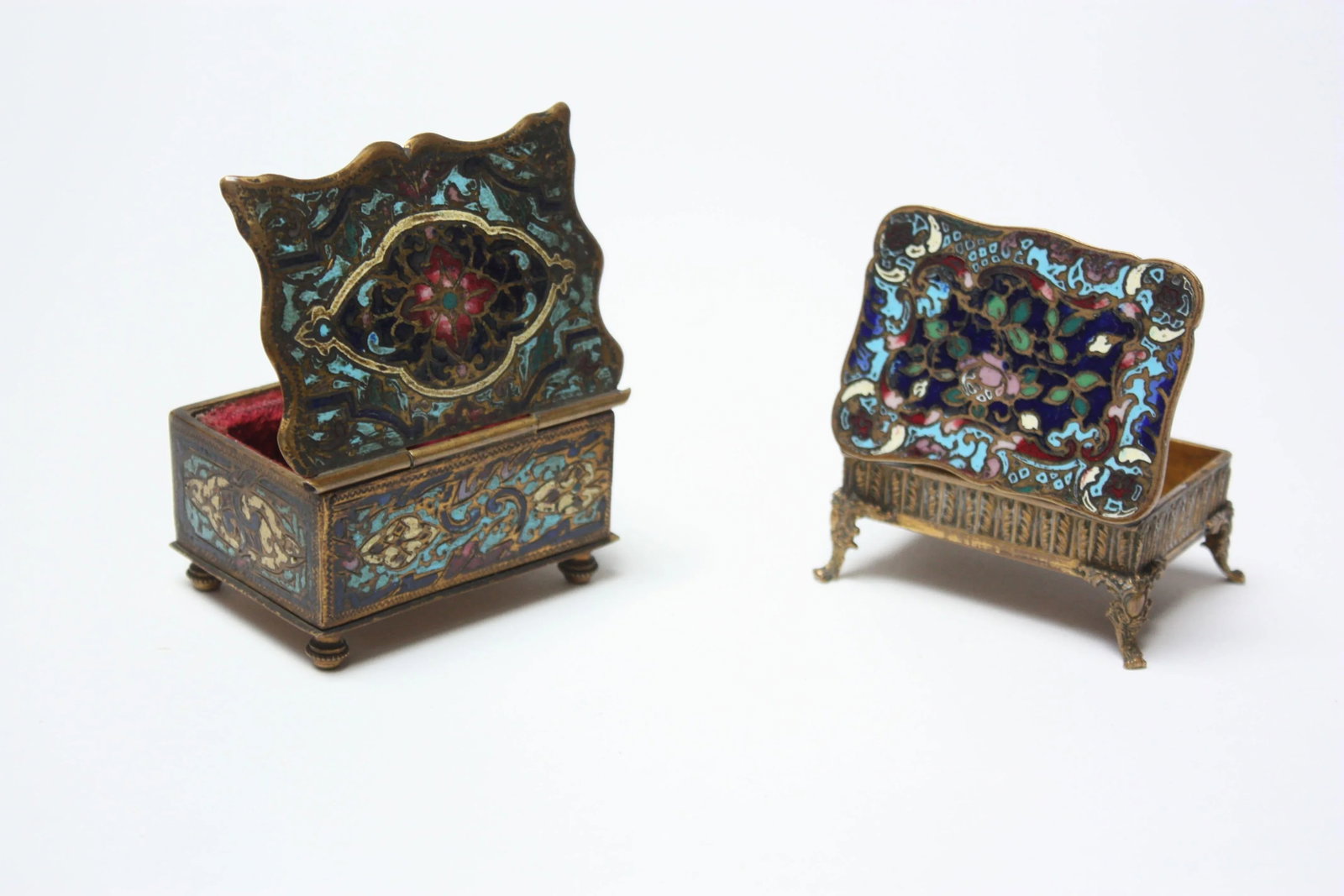 Collection of Early 20th Century European Cloisonne Boxes / Candlestick - 5