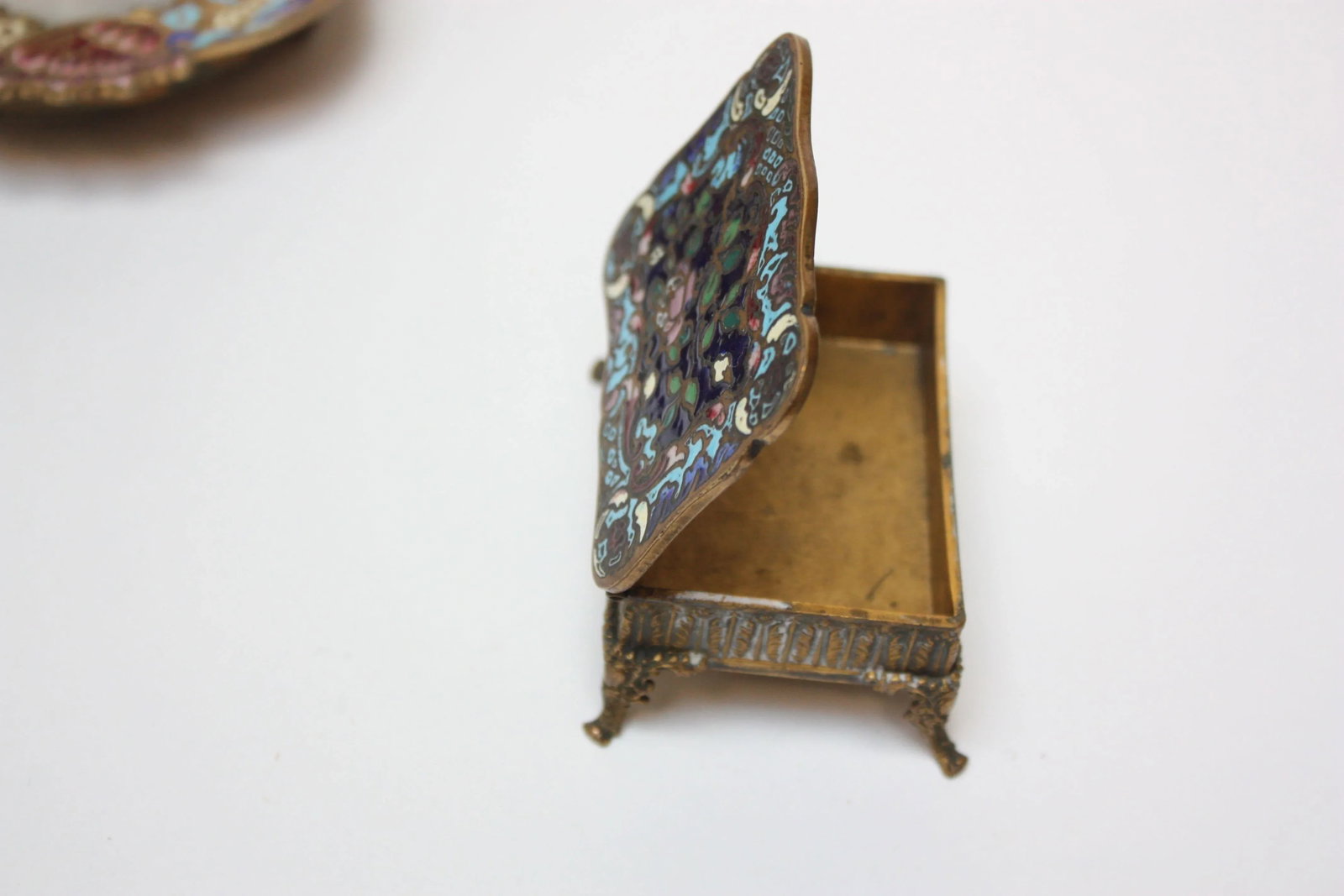Collection of Early 20th Century European Cloisonne Boxes / Candlestick - 6