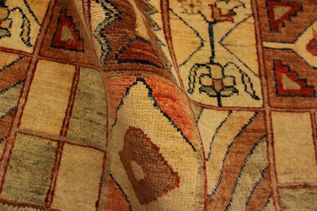 1990s Shabby Chic Gabbeh Tan/Brown Hand-Knotted Wool Rug -3'0 X 4'10 - 5
