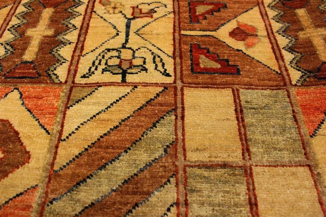 1990s Shabby Chic Gabbeh Tan/Brown Hand-Knotted Wool Rug -3'0 X 4'10 - 6