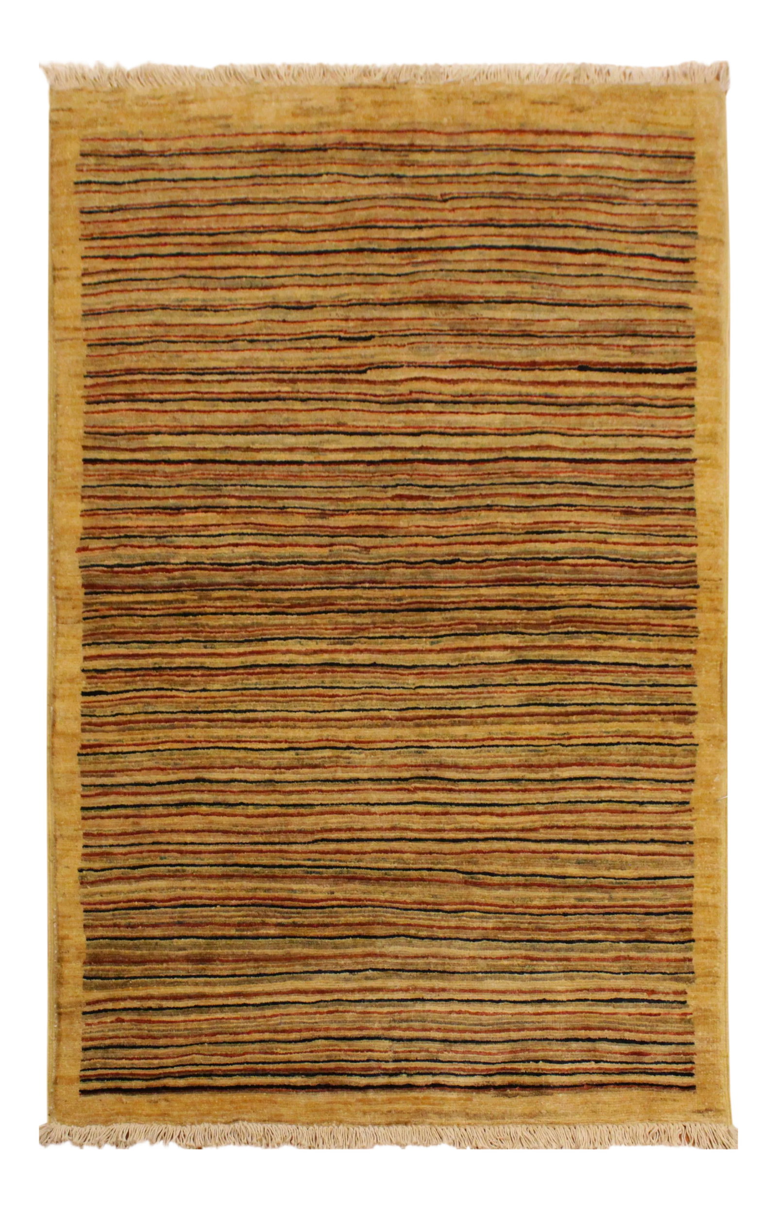 1990s Boho Chic Gabbeh Tan/Red Hand-Knotted Wool Rug -3'0 X 4'9: With strict standards of craftsmanship and quality of materials used this modern inspired hand knotted Gabbeh rug is a unique piece of world art. A fashionable handmade rug crafted by skilled