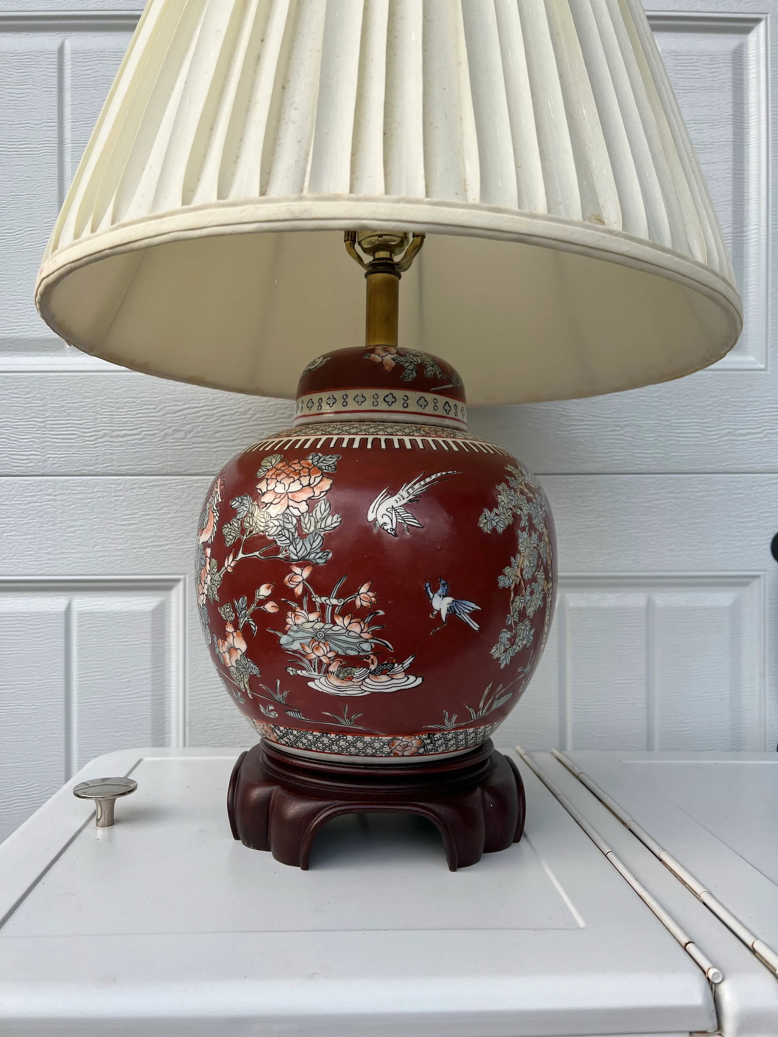 1970s Asian Ming Base Lamp with Shade - 2