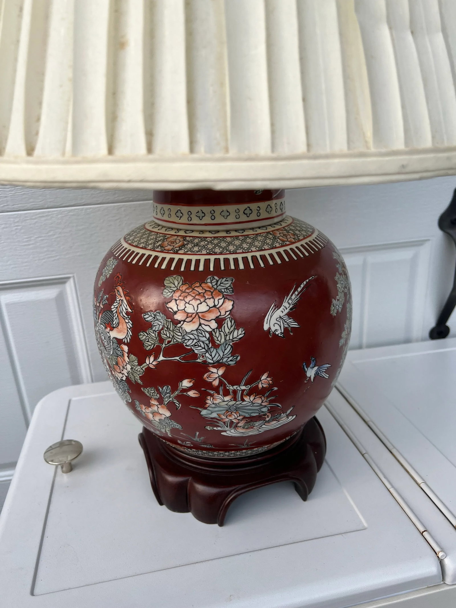 1970s Asian Ming Base Lamp with Shade - 5