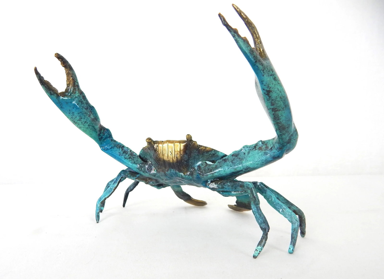 Late 20th Century Enameled Brass Blue Crab Figure - 10