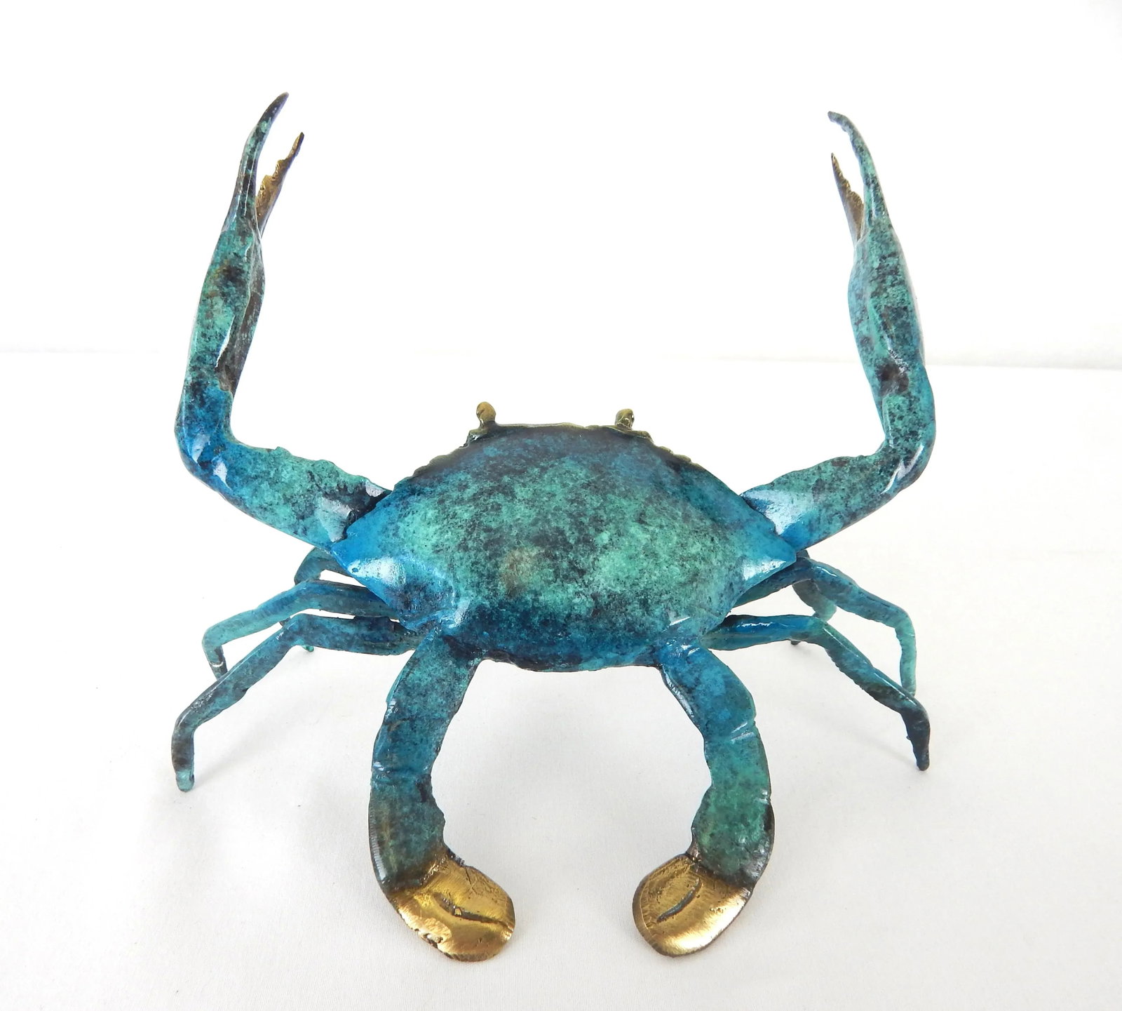 Late 20th Century Enameled Brass Blue Crab Figure - 11