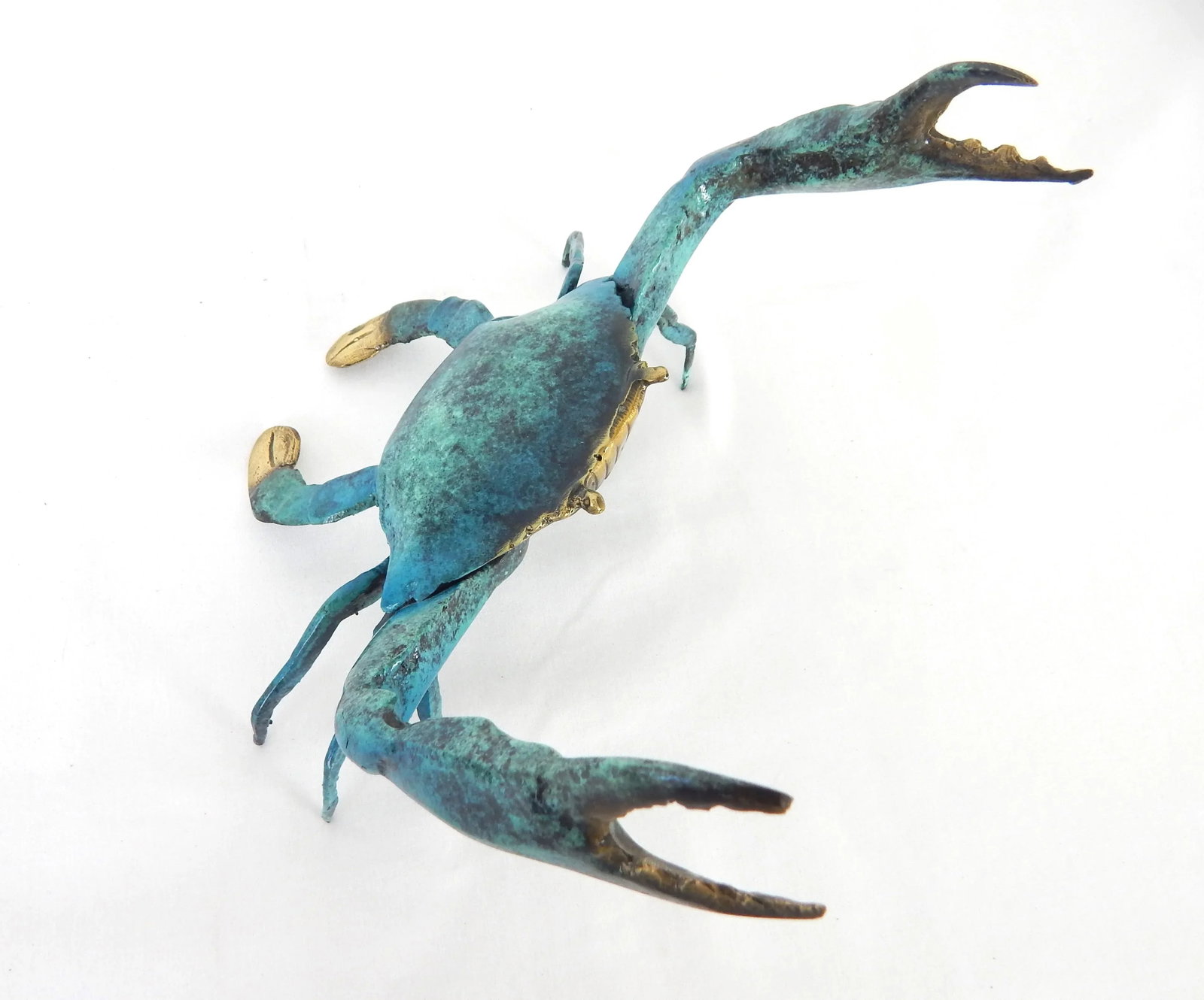 Late 20th Century Enameled Brass Blue Crab Figure - 6