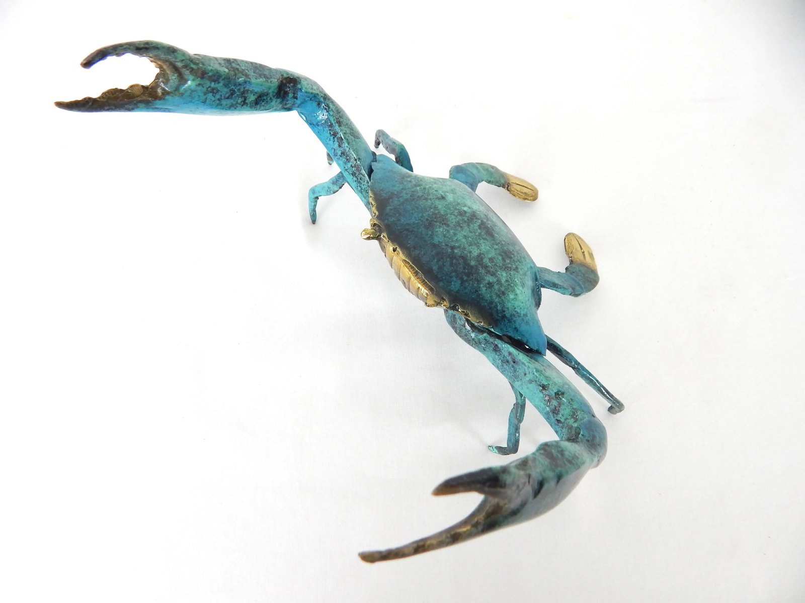 Late 20th Century Enameled Brass Blue Crab Figure - 7
