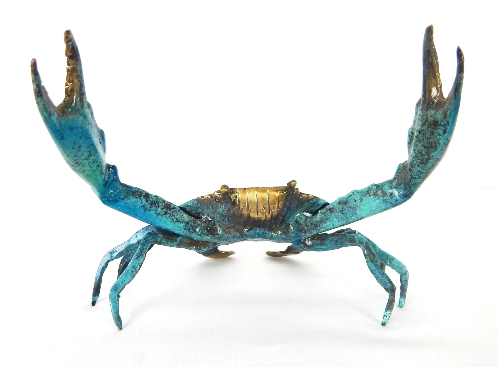 Late 20th Century Enameled Brass Blue Crab Figure - 8