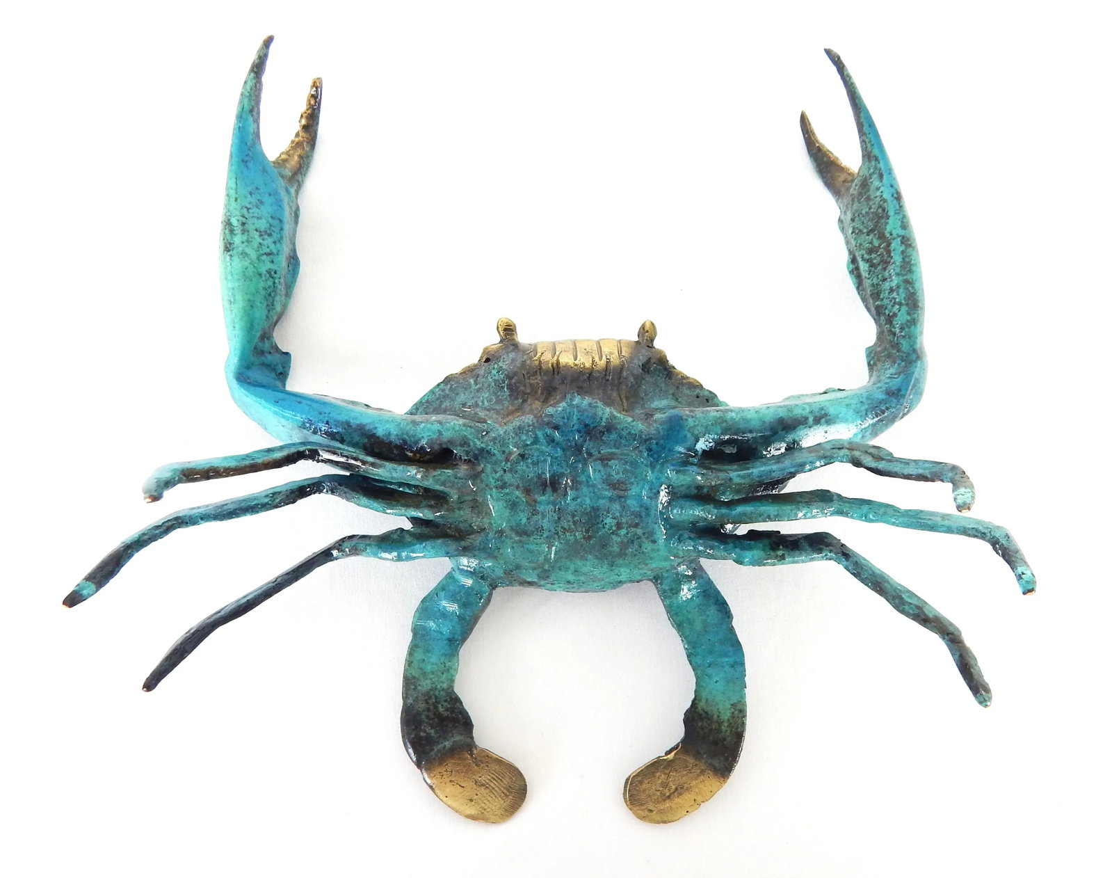 Late 20th Century Enameled Brass Blue Crab Figure - 9