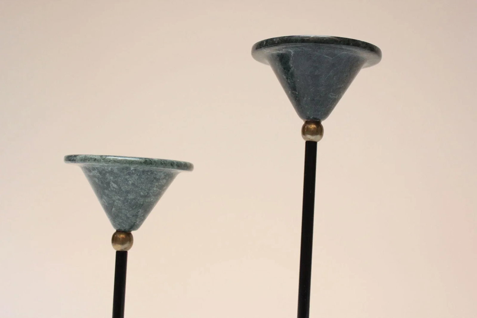 Memphis Postmodern Style Green and Black Marble Candleholders - Set of Two - 5