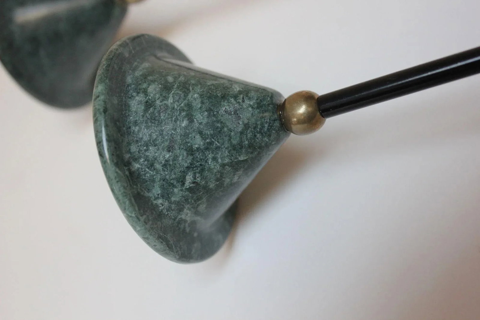Memphis Postmodern Style Green and Black Marble Candleholders - Set of Two - 6